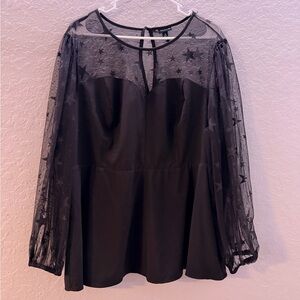 torrid Black Star Mesh Long-Sleeve Top